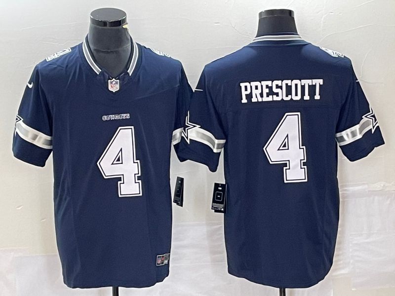 Men Dallas Cowboys #4 Prescott Blue Nike Vapor Limited 2023 NFL Jerseys